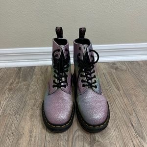 Dr. Martens Glitter Pink and Green Combat Boots